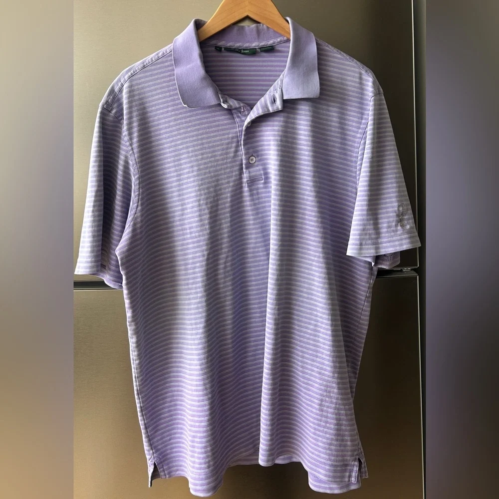 Bobby Jones Golf Polo Men’s XL Purple Striped 100% Cotton Shirt